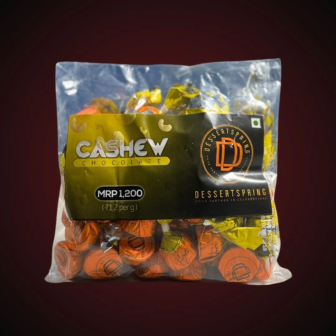 Cashew chocolate packet by Dessert Spring Chocolate, priced at ₹1200, a perfect blend of nuts and chocolate for gifting in Bangalore