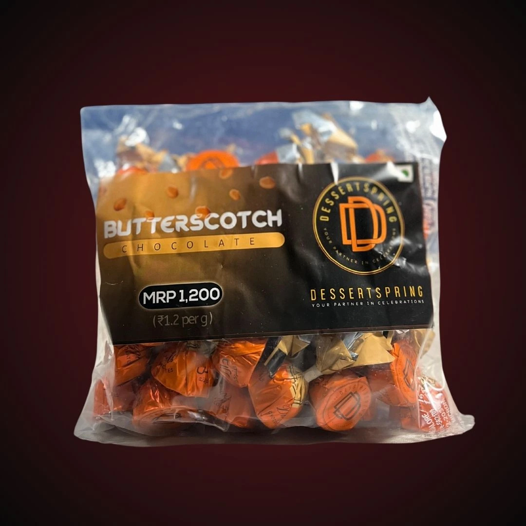 Delicious butterscotch chocolate packet by Dessert Spring Chocolate, priced at ₹1200, perfect for gifting or personal indulgence in Bangalore.