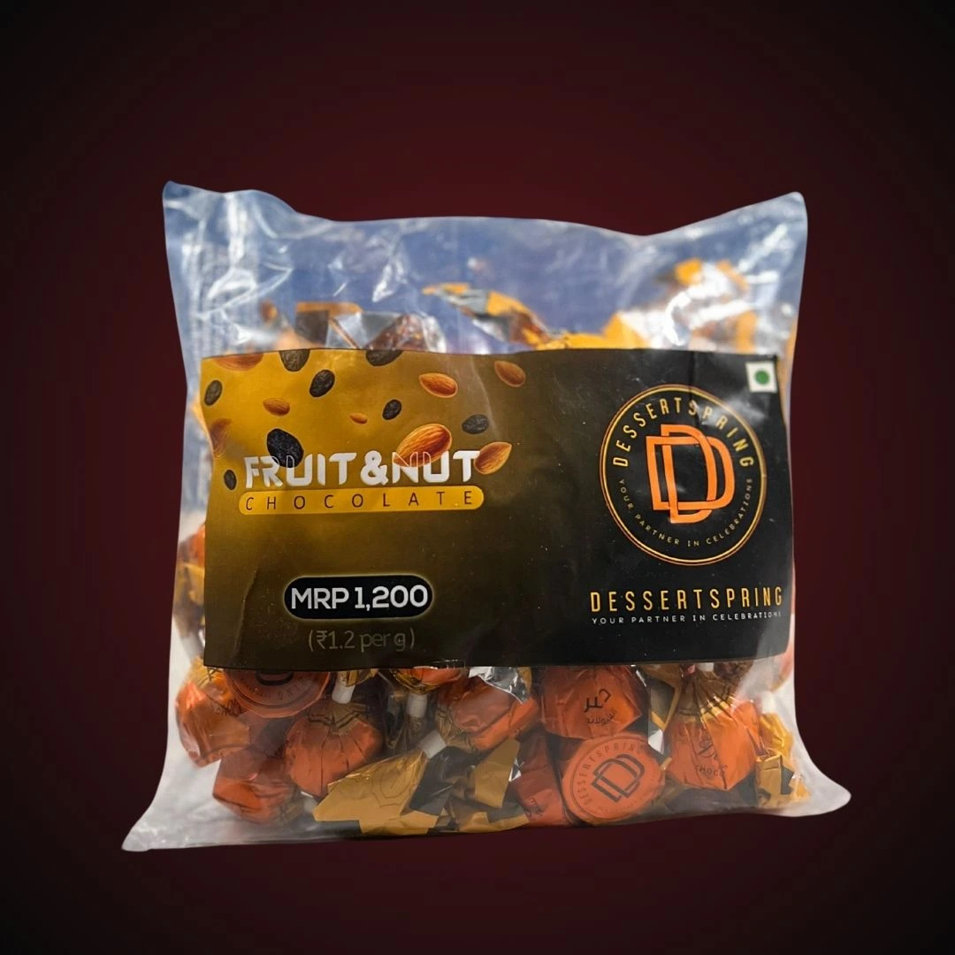 Premium fruit & nut chocolate in elegant packaging by Dessert Spring Chocolate, priced at ₹1200, ideal for gifting in Bangalore.